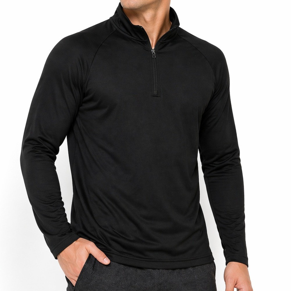 Zelos Mens Quarter Zip Pullover M Black Long Sleeve Active Performance Top NWT
